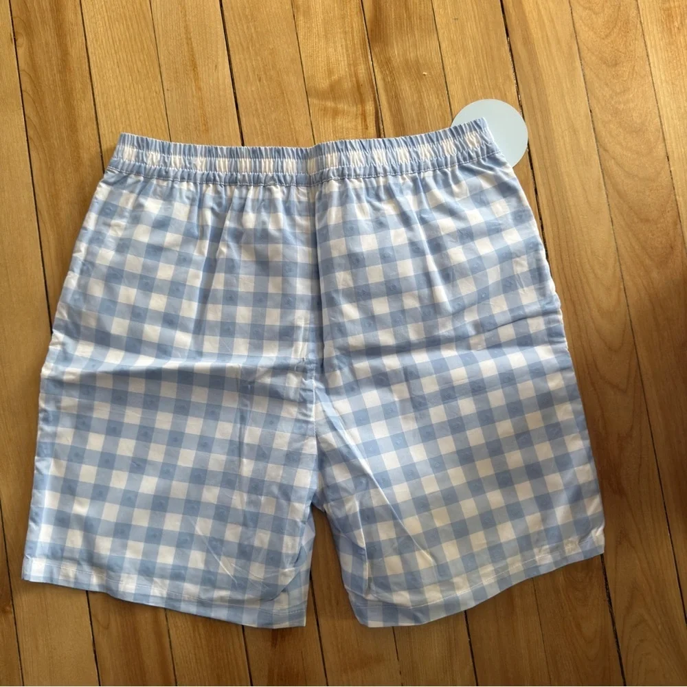 Hill House The Tiny Leo Short Blue Jacquard Check NWT 9/10 Youth
